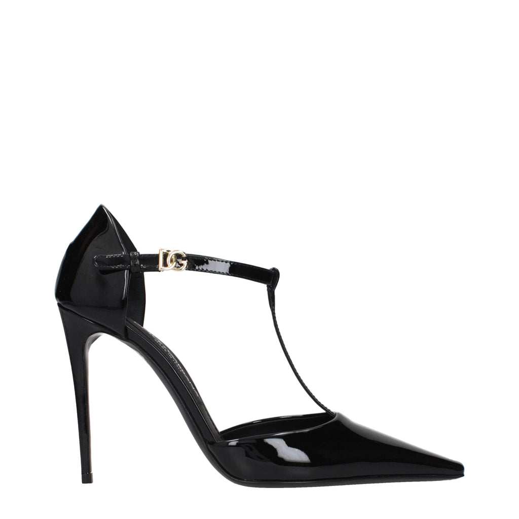 Black Leather High Heel Pumps