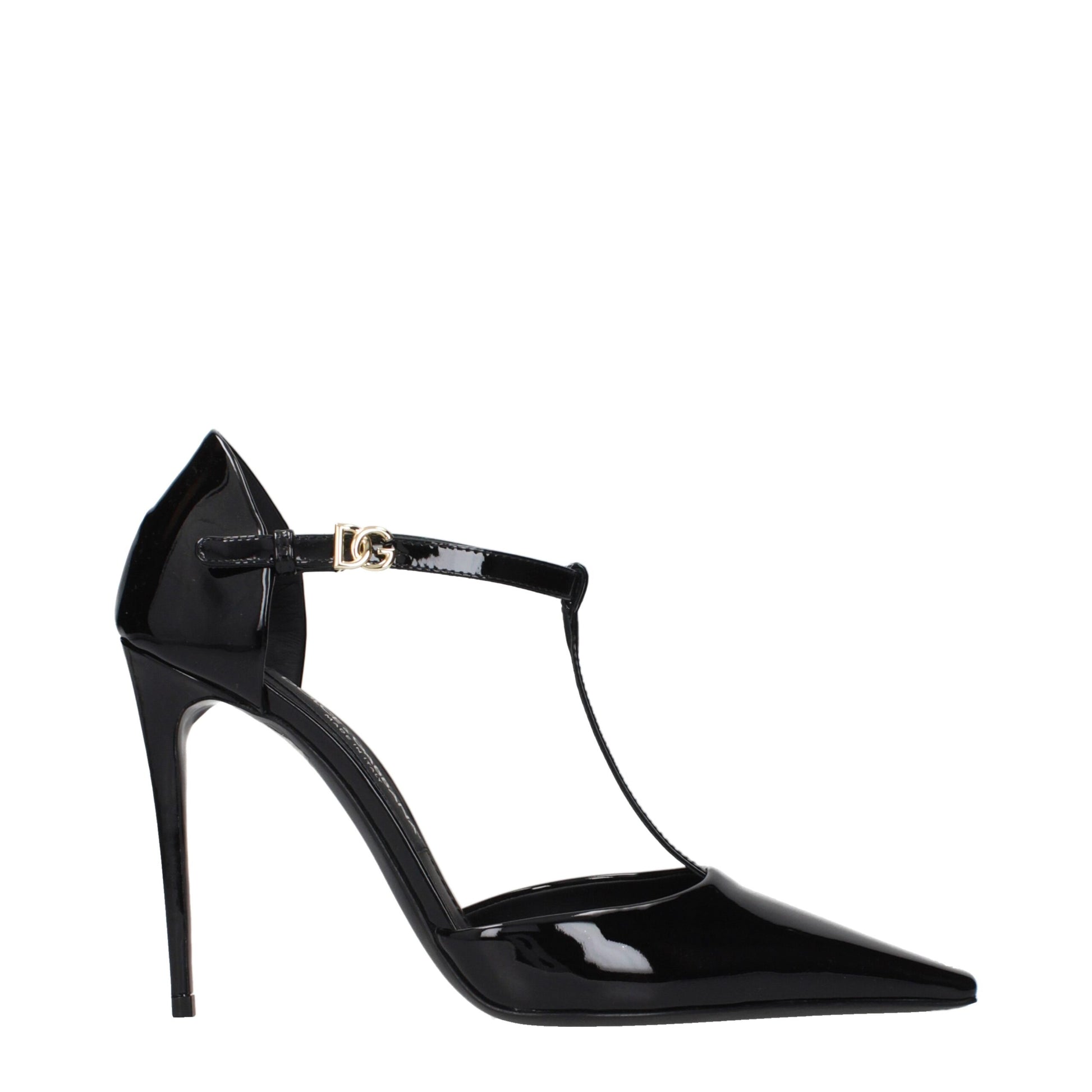 Black Leather High Heel Pumps
