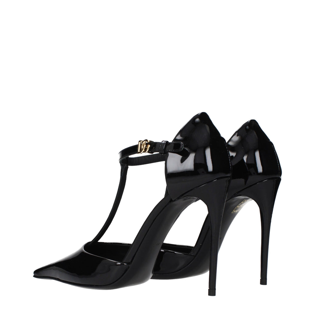 Black Leather High Heel Pumps