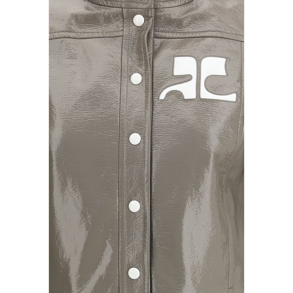 Gray Cotton Full-Length Jacket