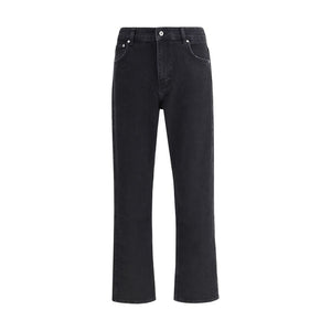 Black Cotton Straight-Leg Jeans