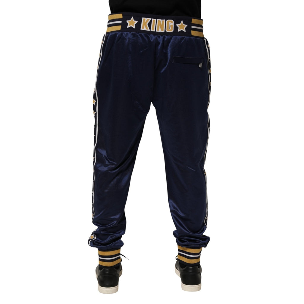 Blue Nylon Jogger Mid Waist Trouser Pants