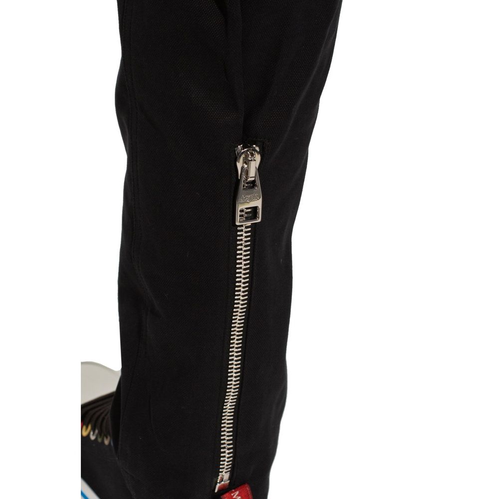 Black Cotton Casual Pants