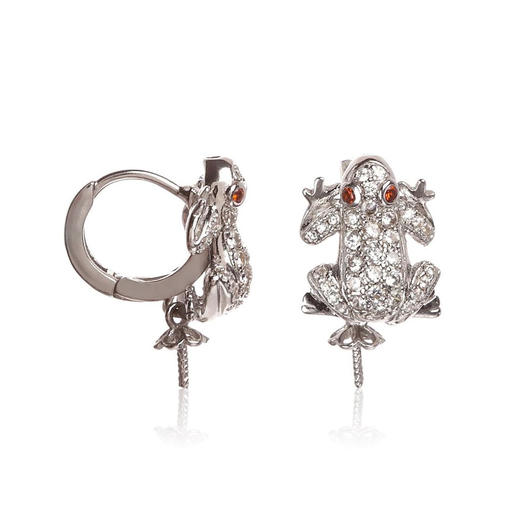 White Silver Earrings