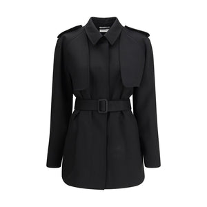 Black Fleece Wool Trench Coat