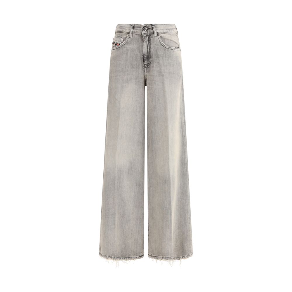 Gray Cotton Flared Jeans