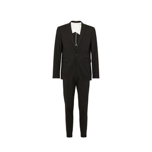 Black Elastane Two-Piece Suit