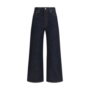 Blue Cotton Straight-Leg Jeans