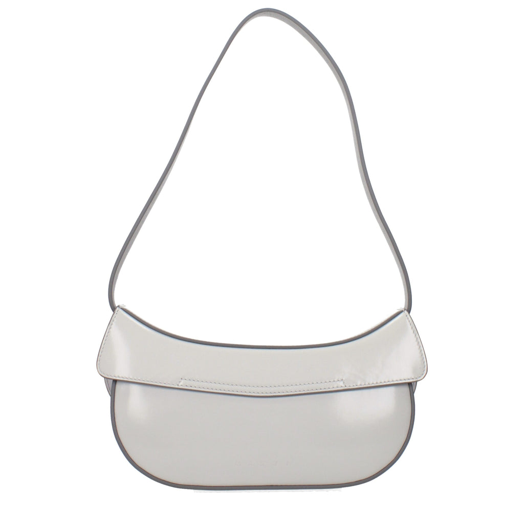 Gray Leather Shoulder Bag