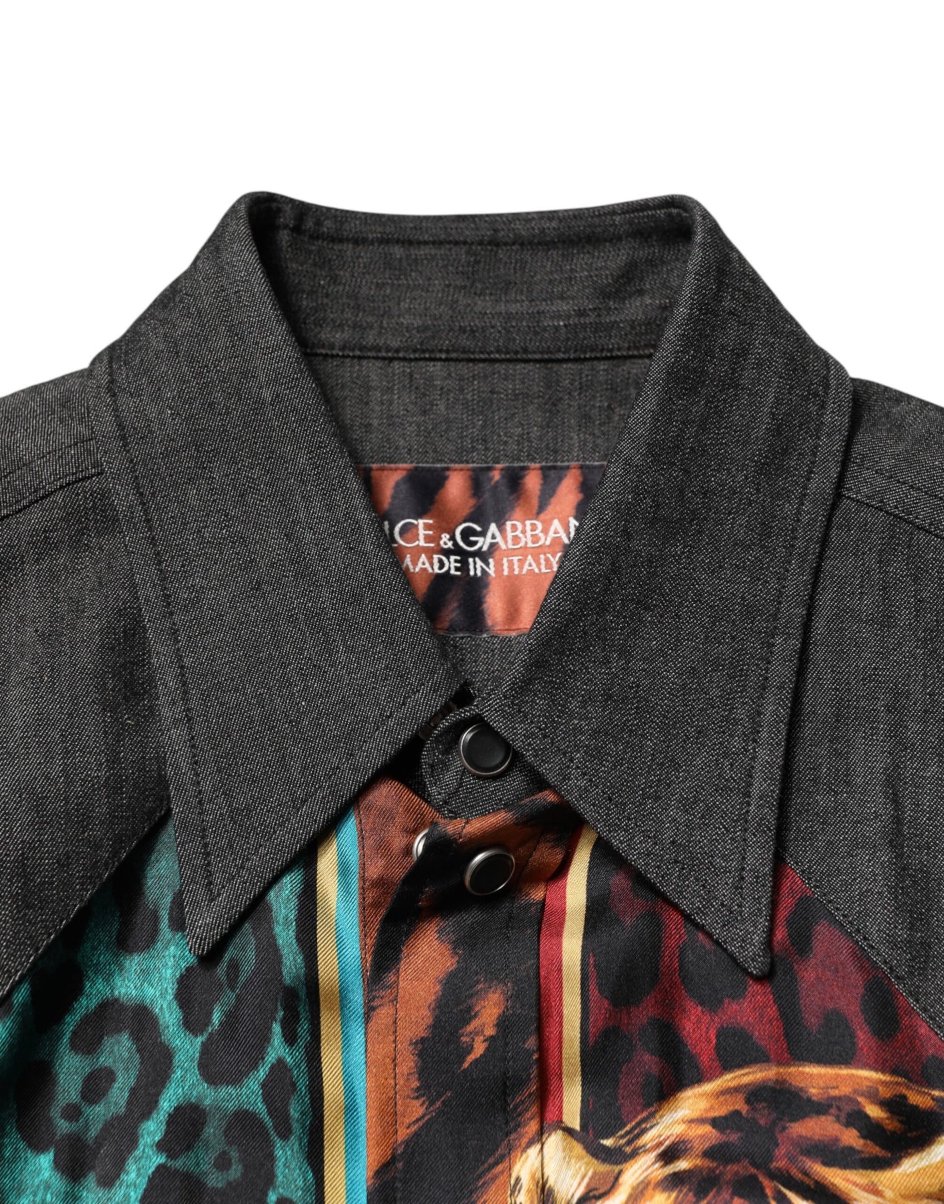 Multicolor Tiger Leopard Print Silk Men Shirt