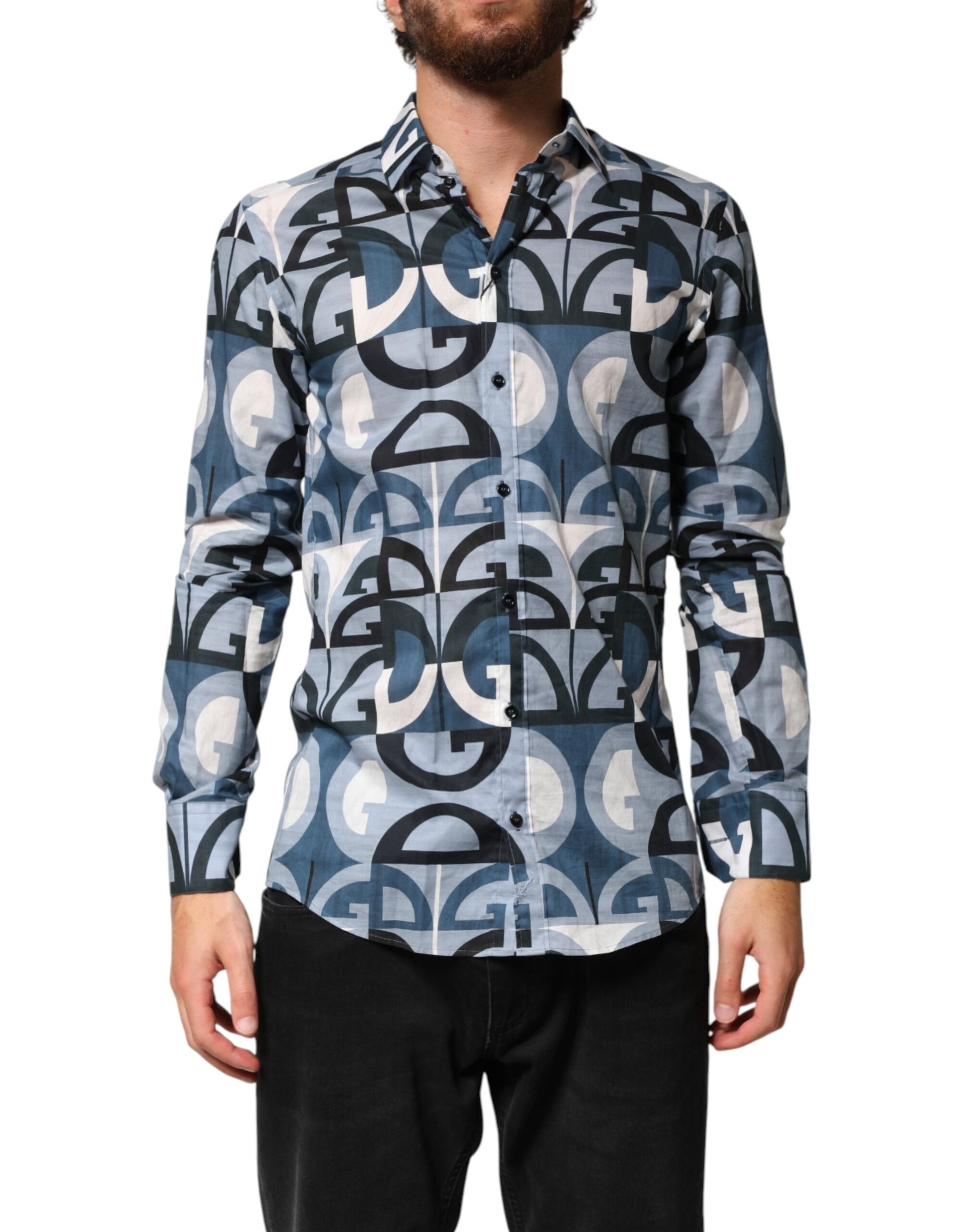 Blue MARTINI Long Sleeves Casual Logo Shirt