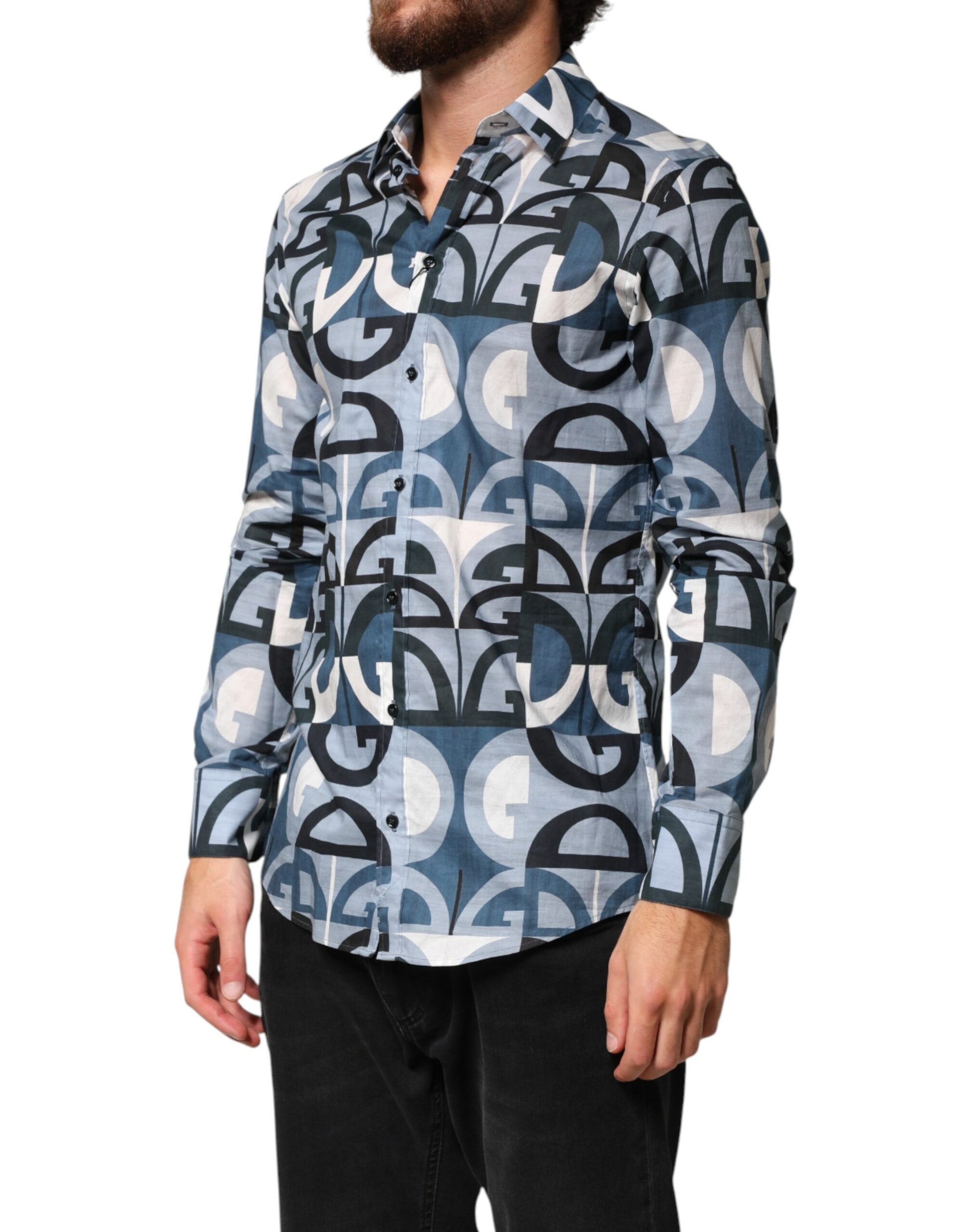 Blue MARTINI Long Sleeves Casual Logo Shirt