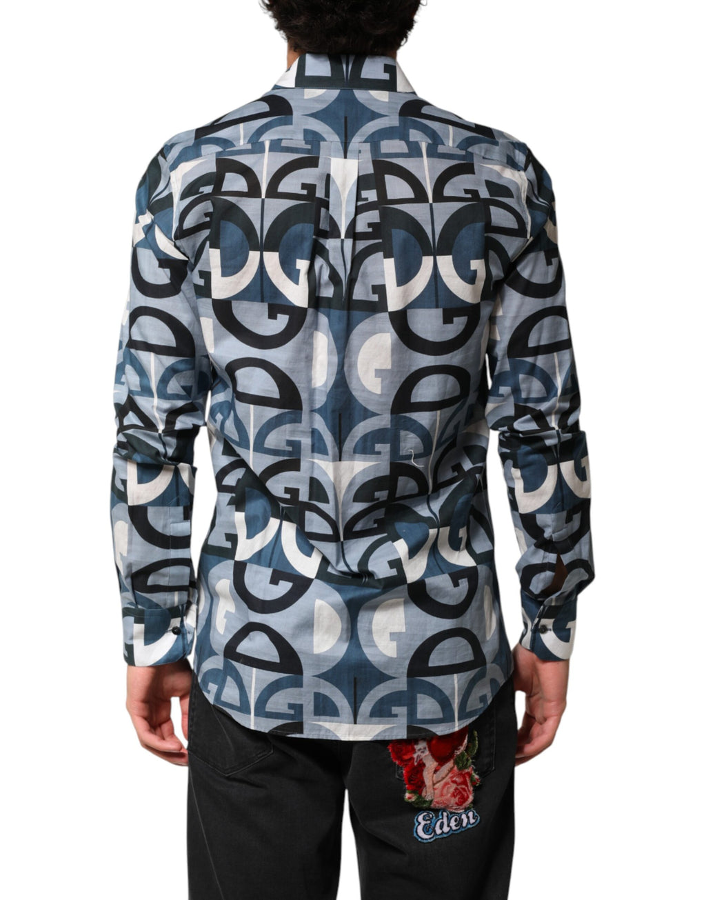 Blue MARTINI Long Sleeves Casual Logo Shirt