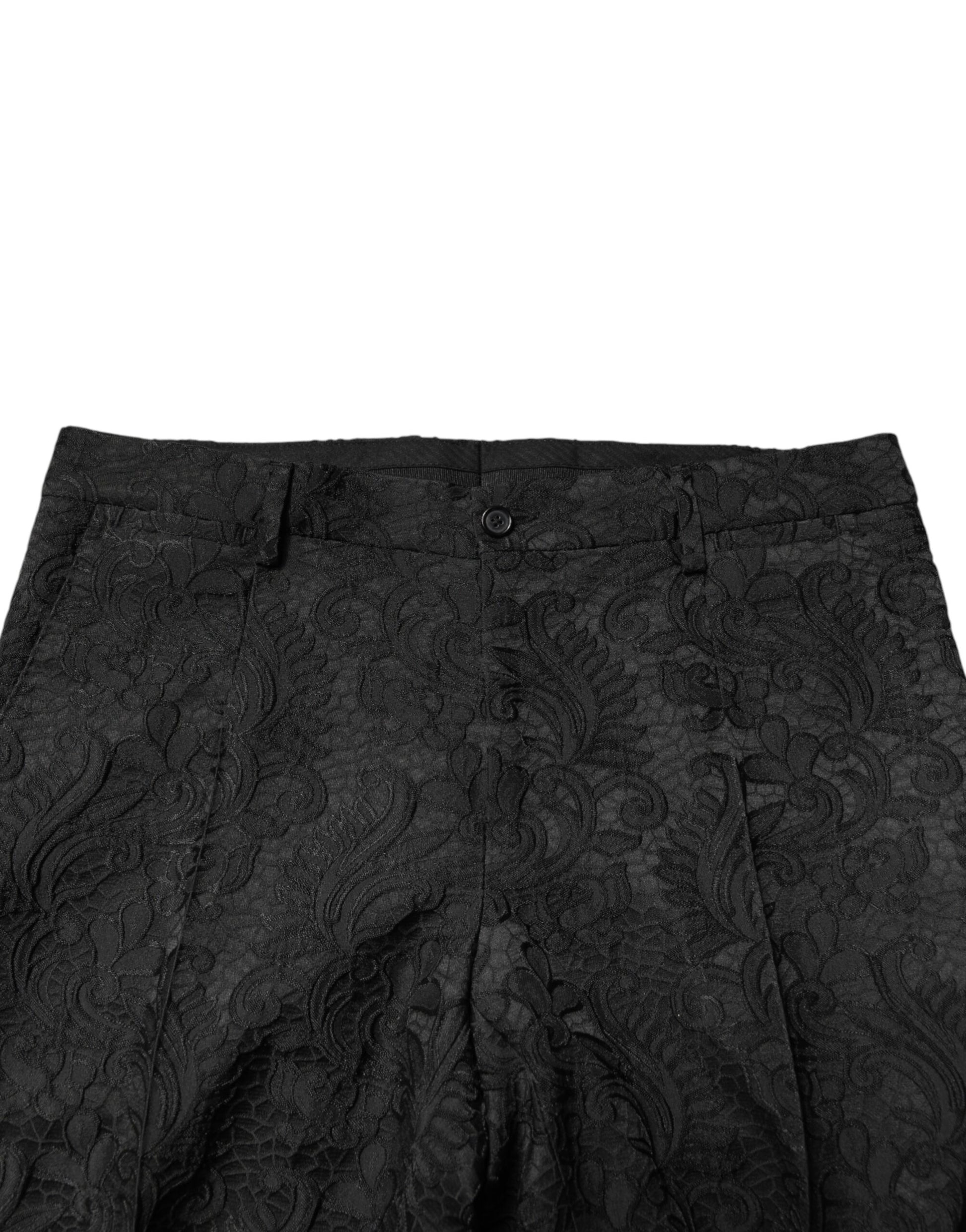 Black Brocade Single Breasted 2 Piece Suit