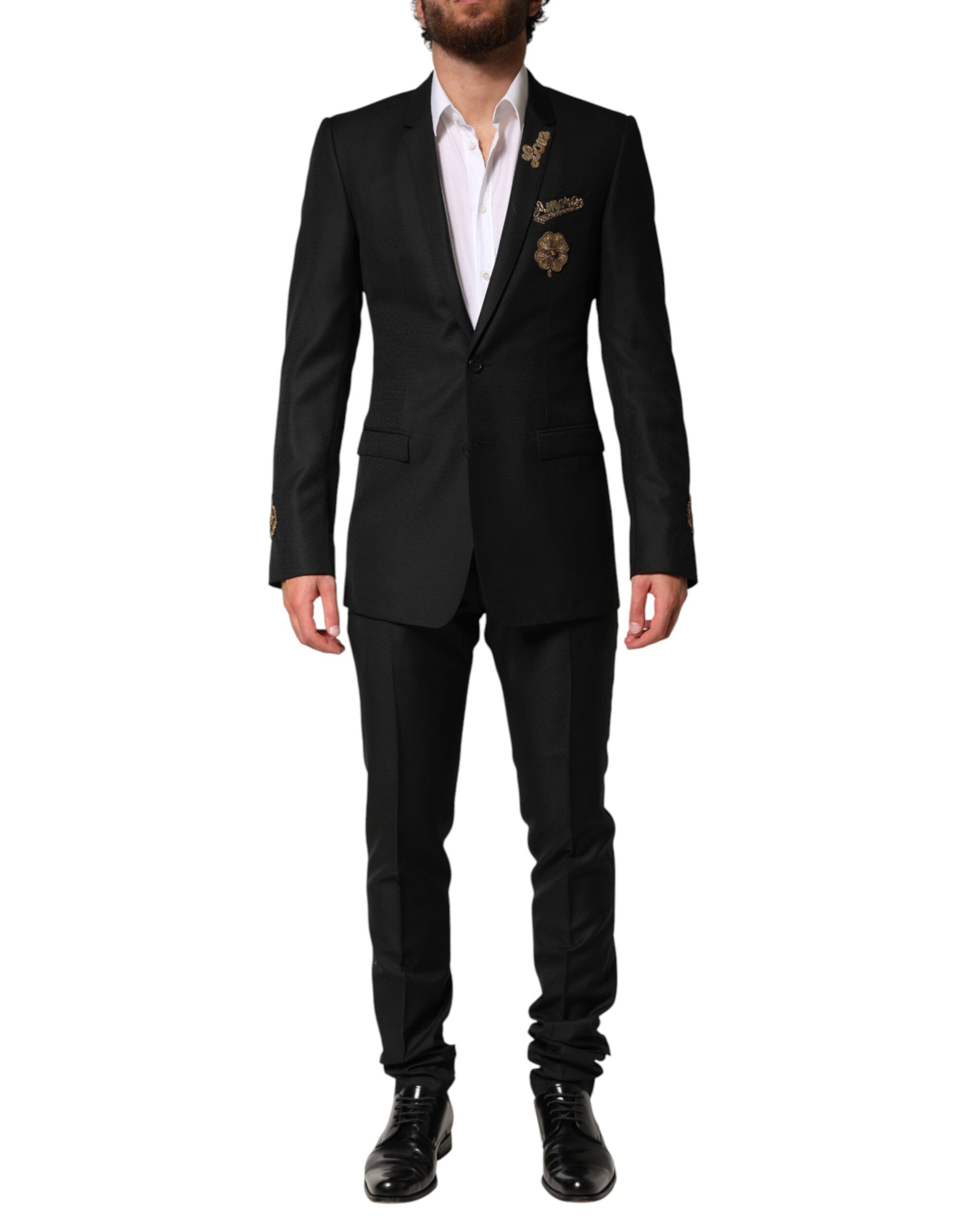 Black Embellished Single Breasted 2 Pc Suit