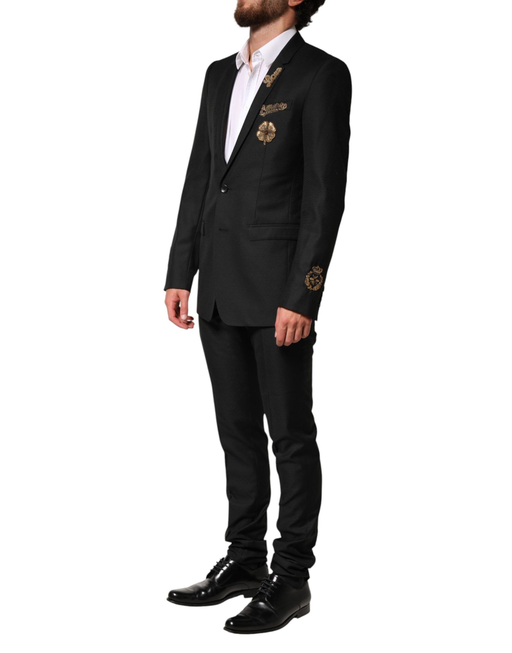 Black Embellished Single Breasted 2 Pc Suit