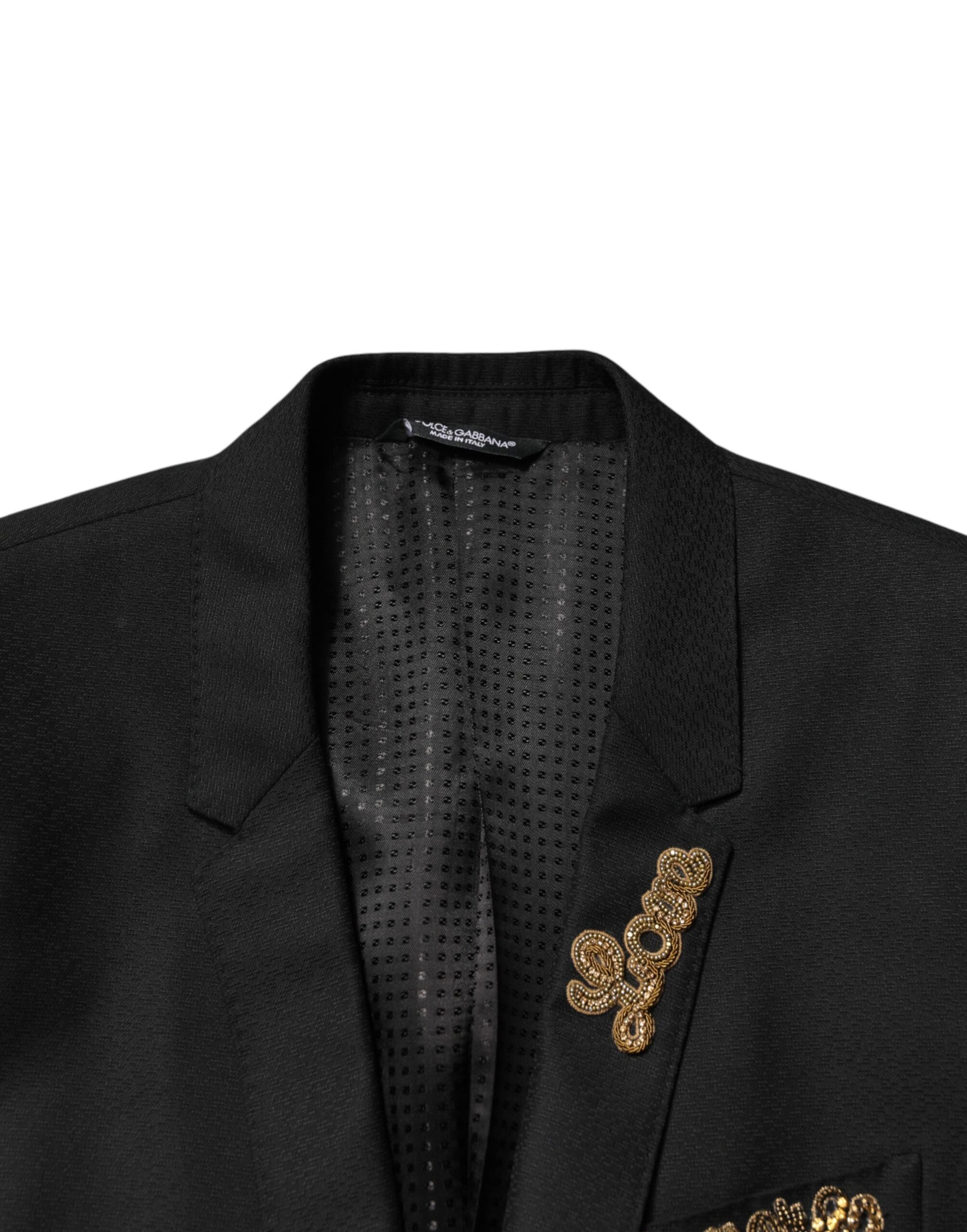 Black Embellished Single Breasted 2 Pc Suit