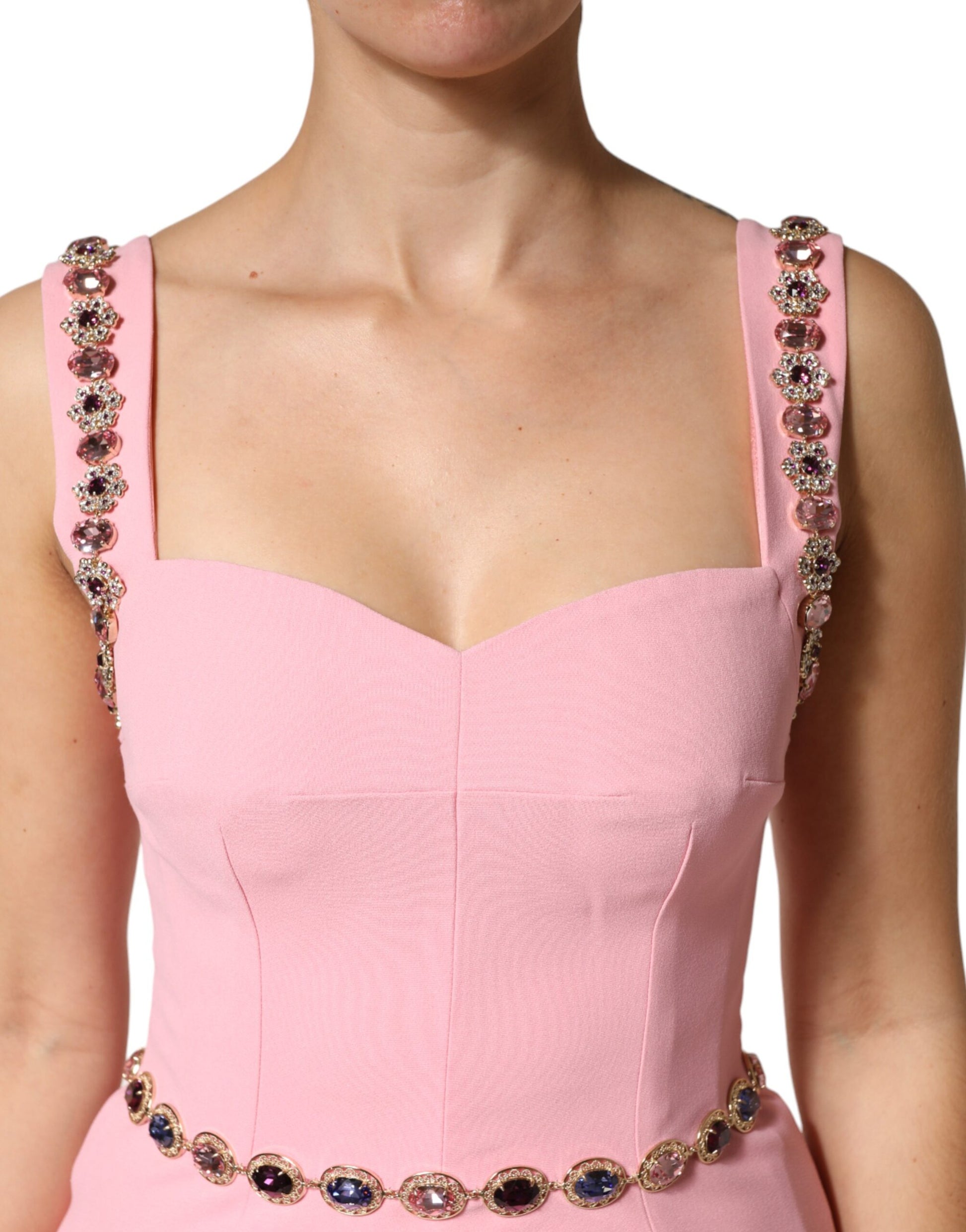 Pink Embellished Sheath Mermaid Gown Dress