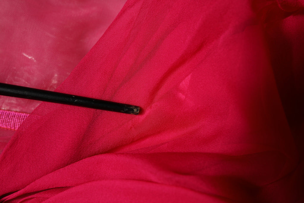 Pink Silk Embellished A-line Midi Dress