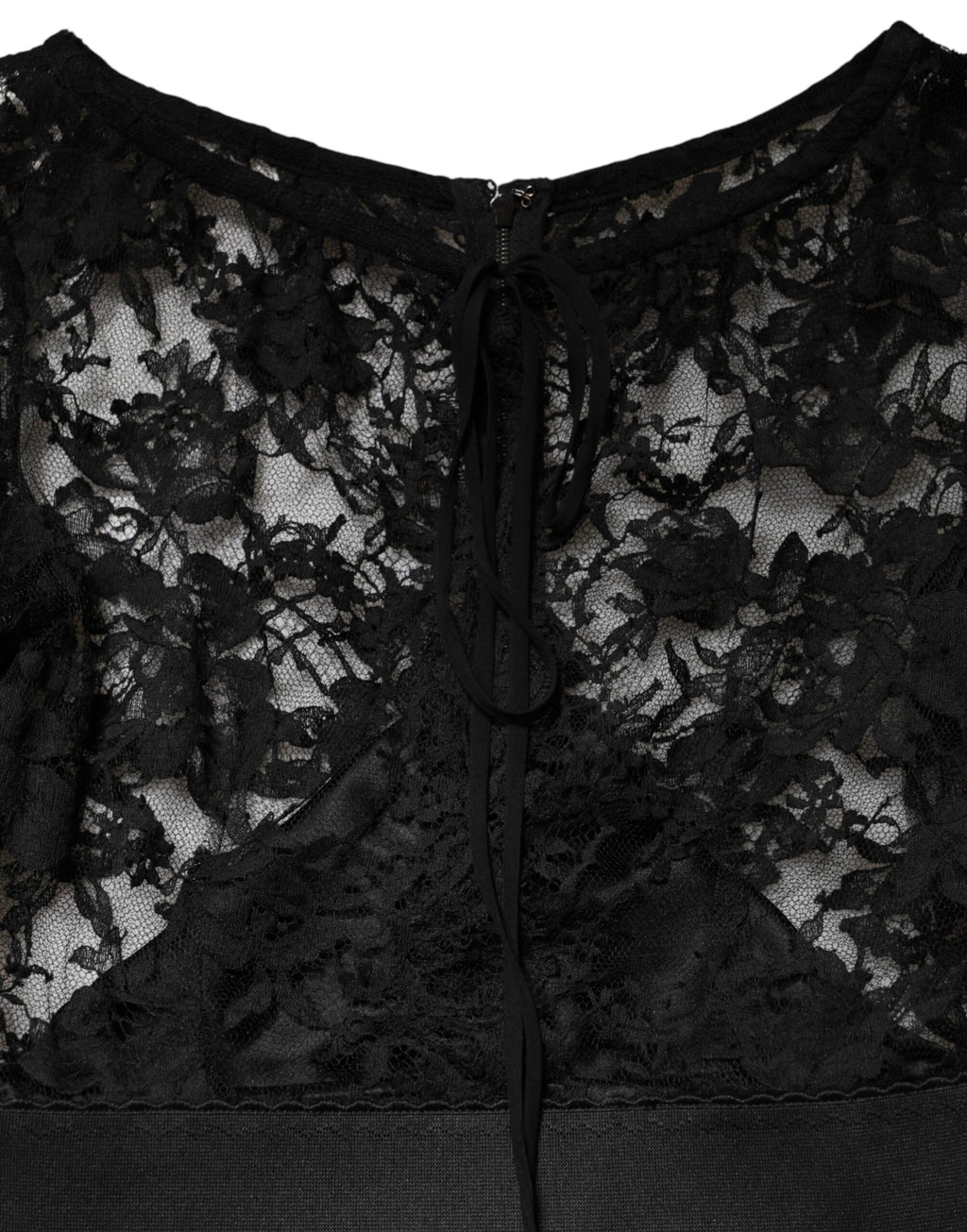 Black Lace Trim Cotton Sheath Midi Dress