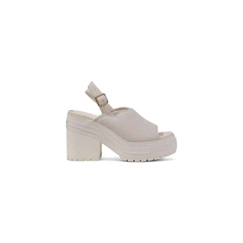 Beige Suede Leather High Heel Pumps
