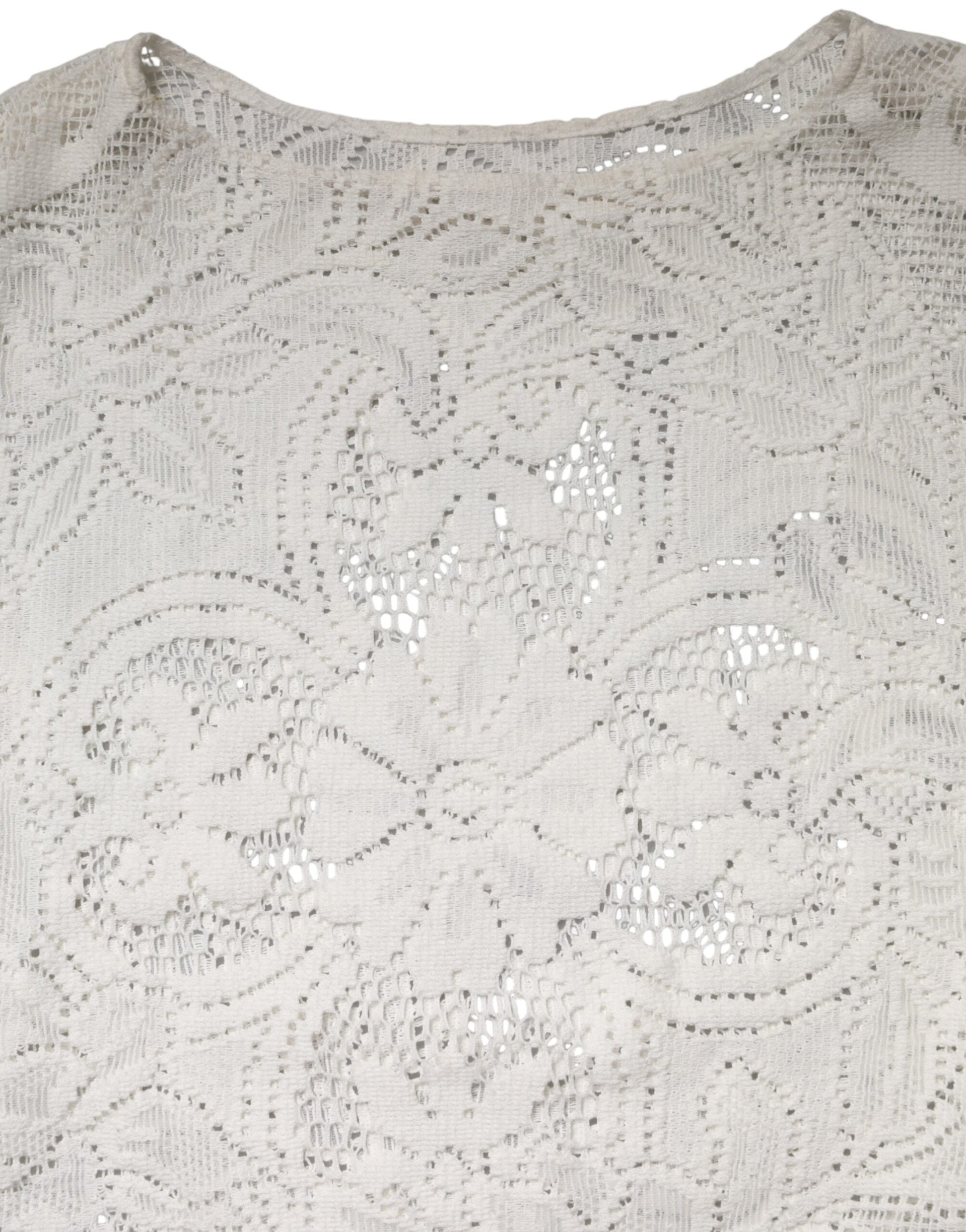 White Embroidery Lace Cotton Blouse Top