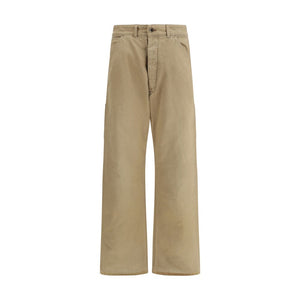 Beige Cotton Cargo Pants