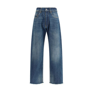 Blue Cotton Straight-Leg Jeans