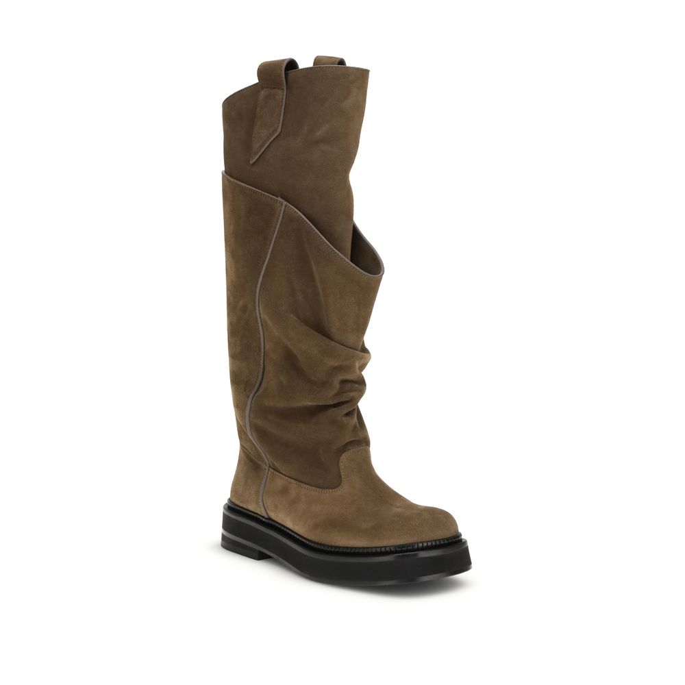 Brown Calf Leather Bos Taurus Lace-Up Boots