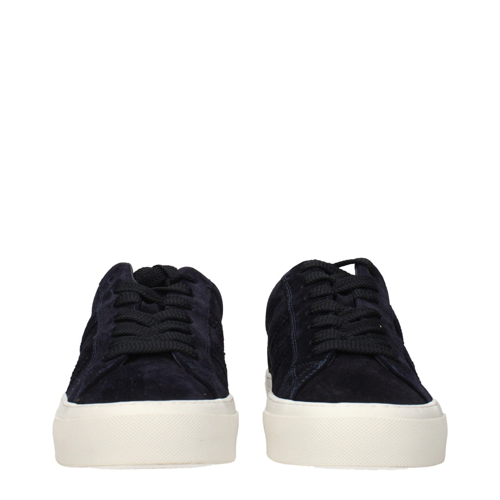 Blue Leather Low Top Sneakers