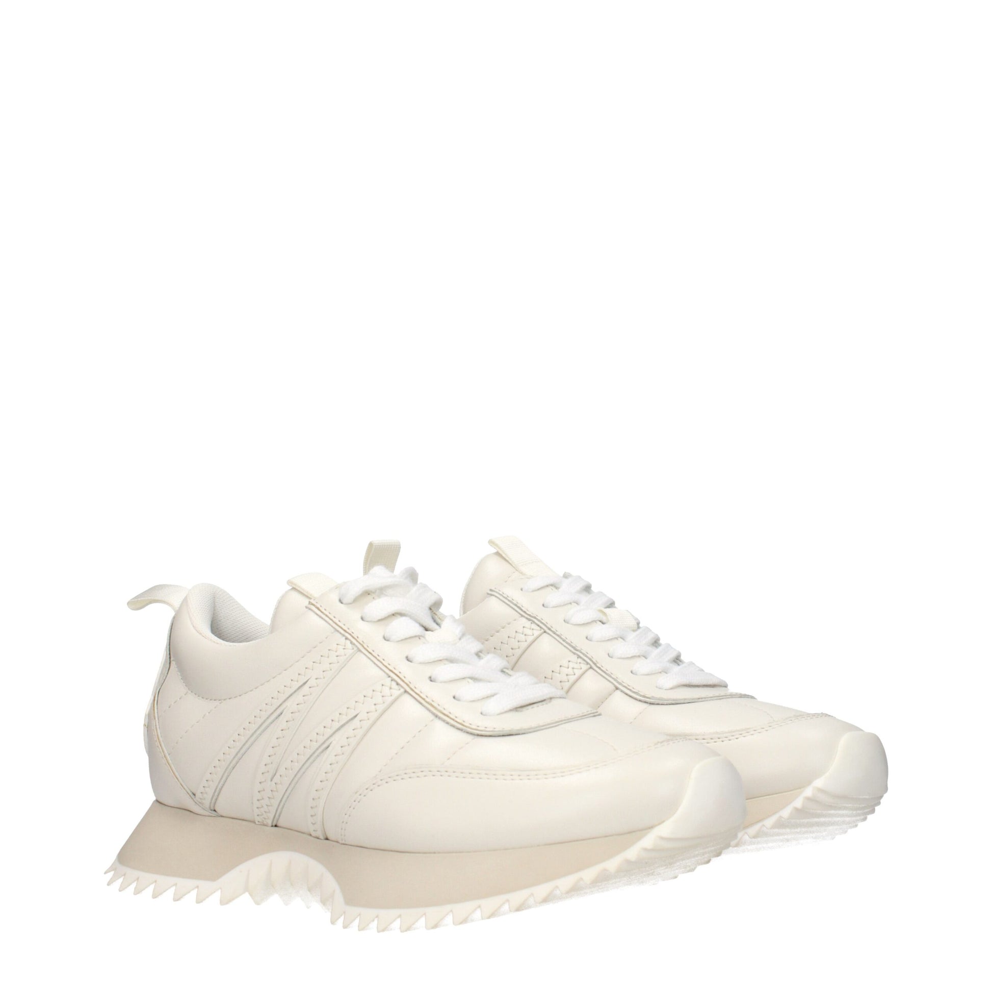 Beige Leather Low Top Sneakers
