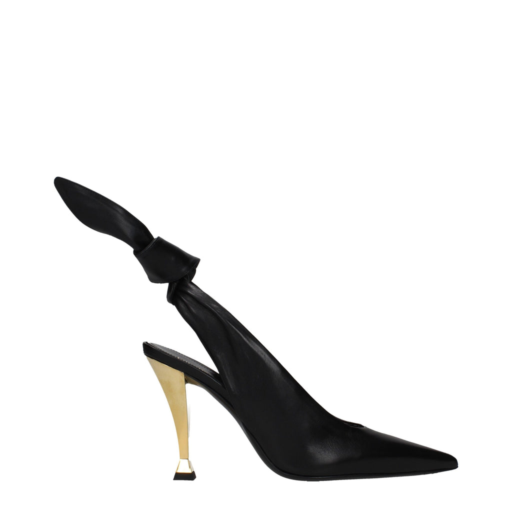 Black Leather High Heel Pumps