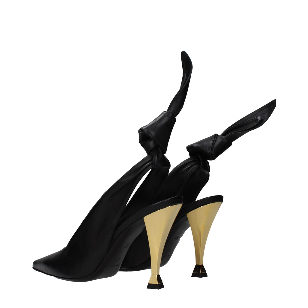 Black Leather High Heel Pumps