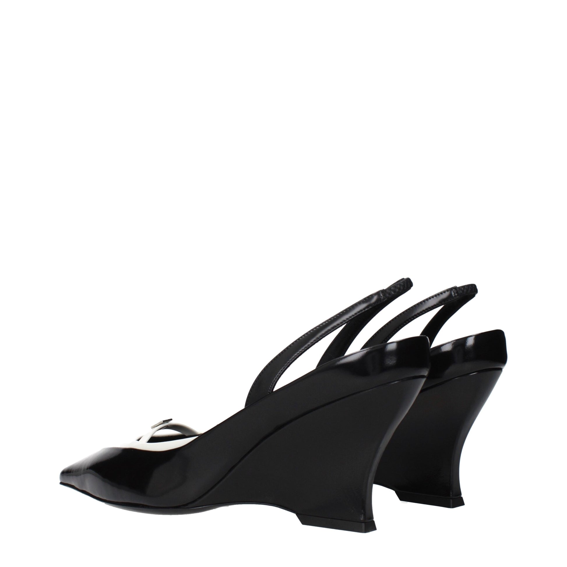 Black Leather Wedge Sandals