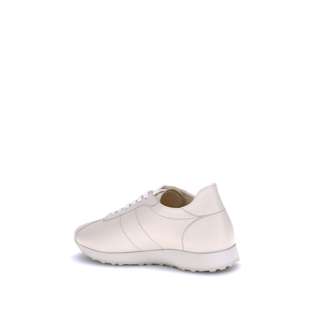 Beige Calf Leather Bos Taurus Low Top Sneakers