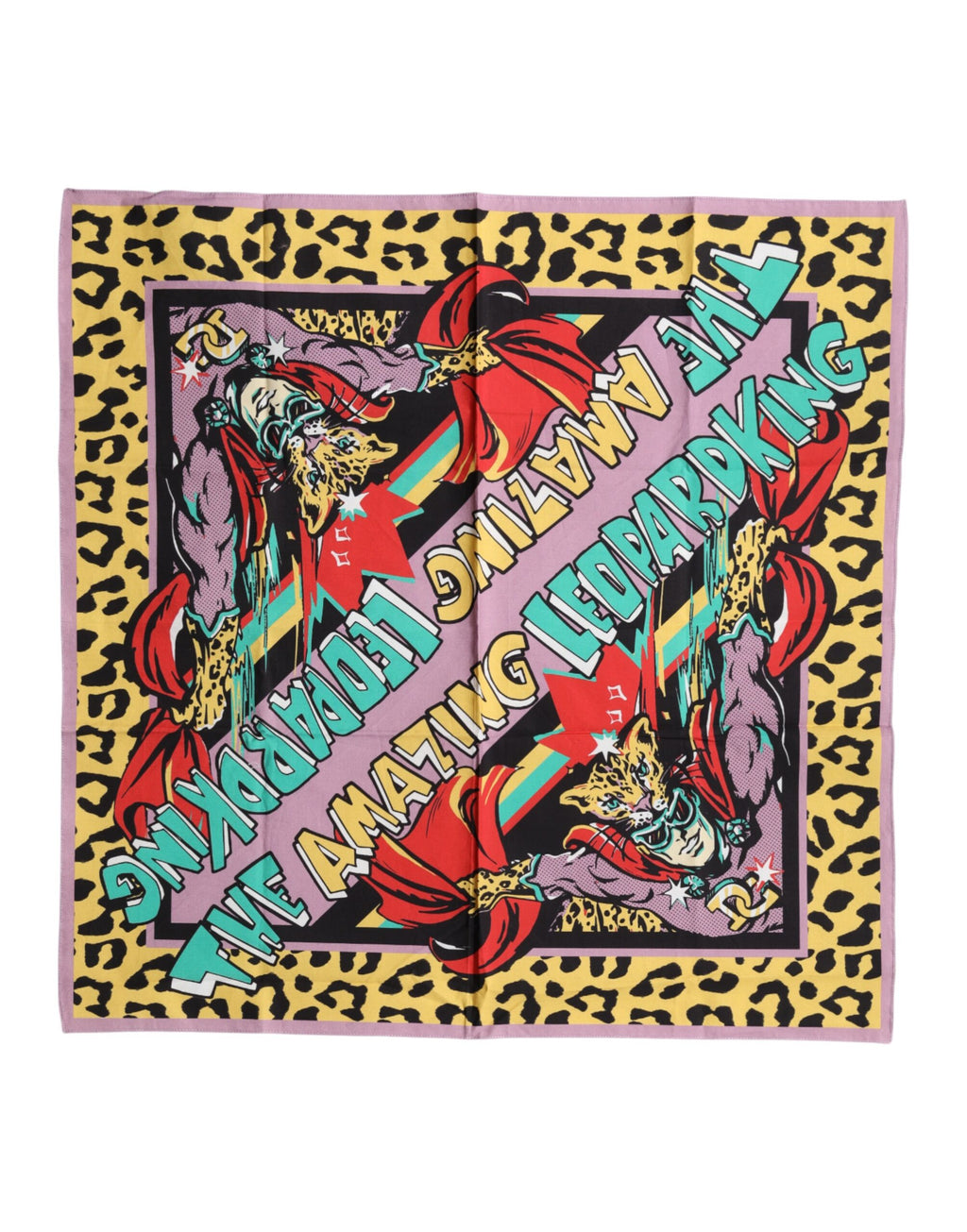 Multicolor Cartoon Square Foulard Scarf