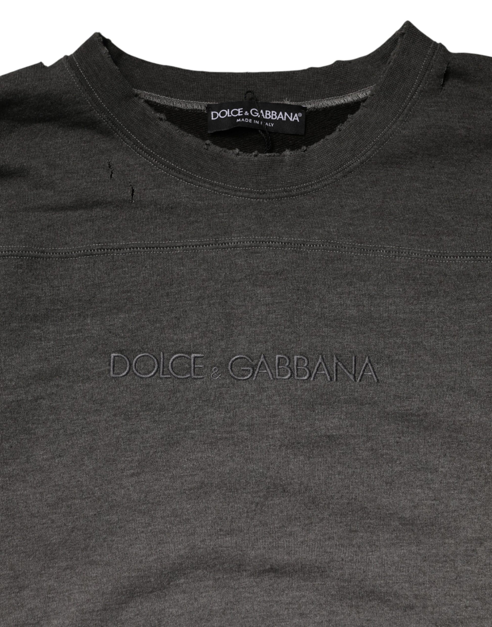 Gray Cotton Crew Neck Men Sweatshirt Sweater
