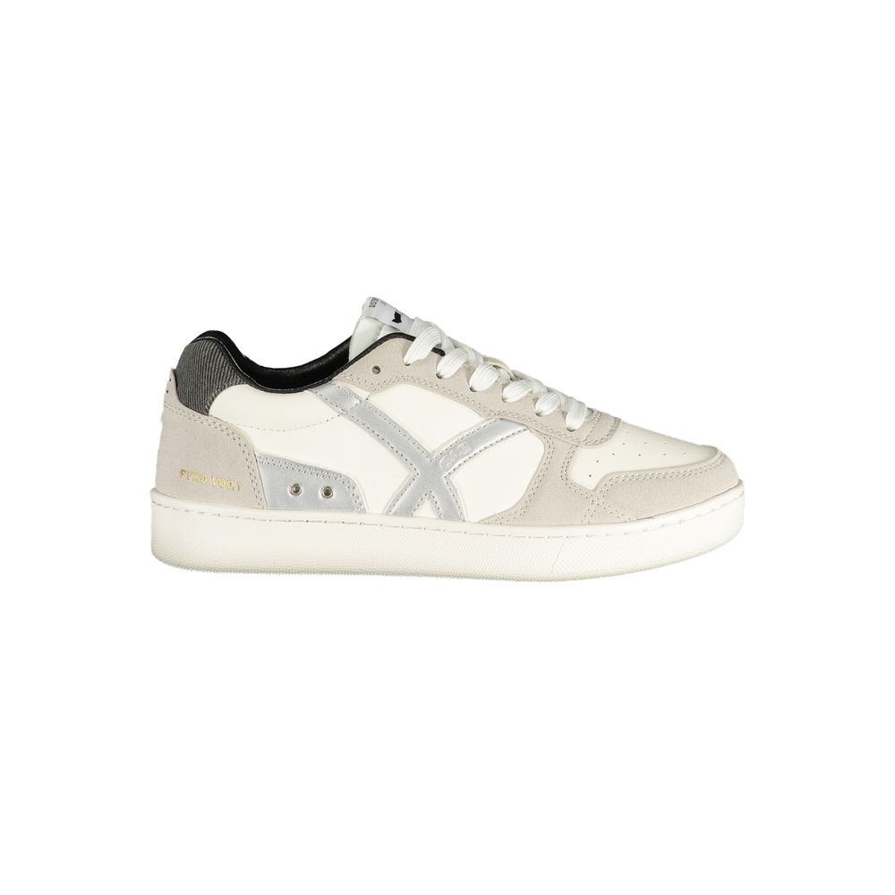 White Polyurethane Women Sneaker
