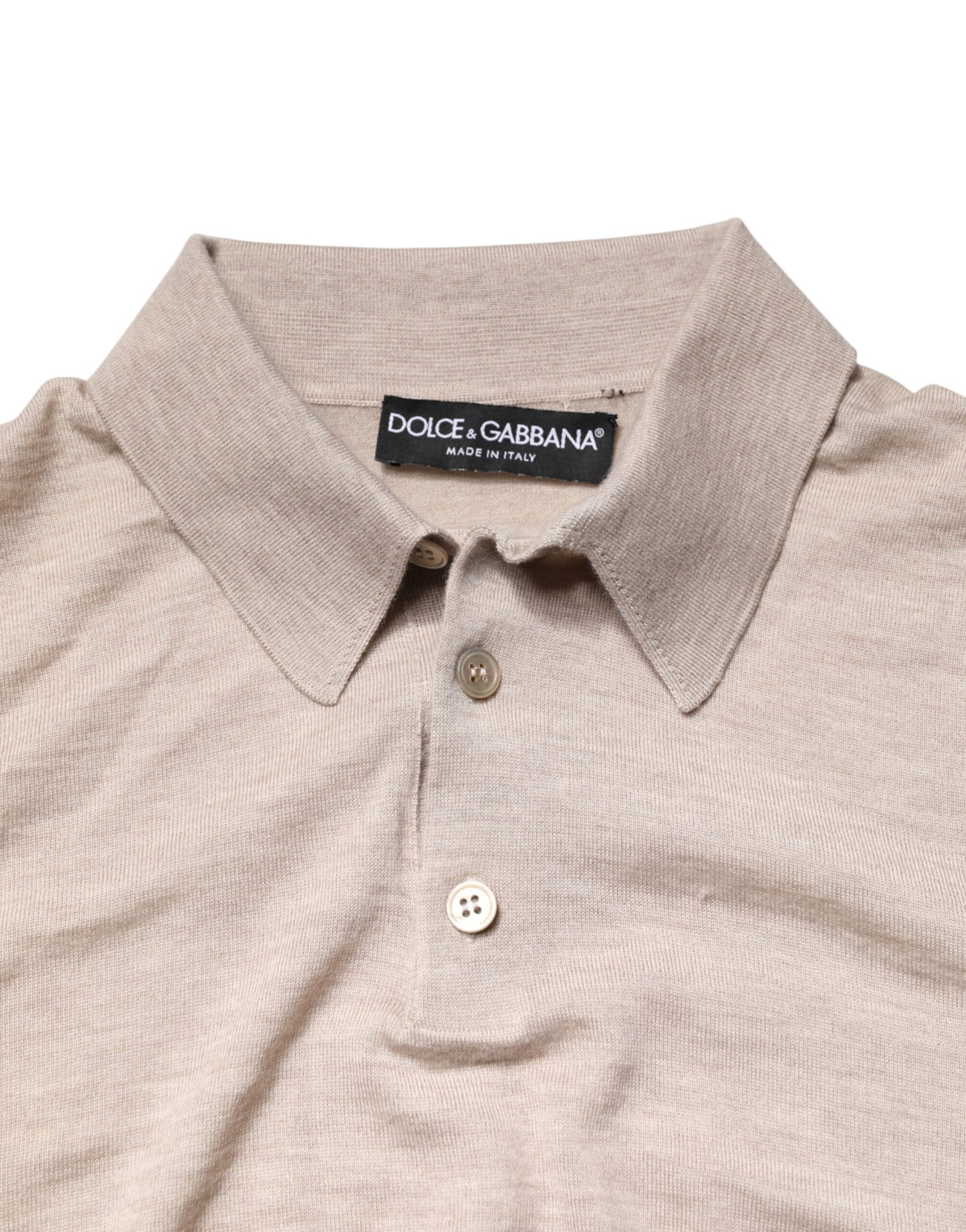 Beige Cashmere Collared PoloPullover  Sweater