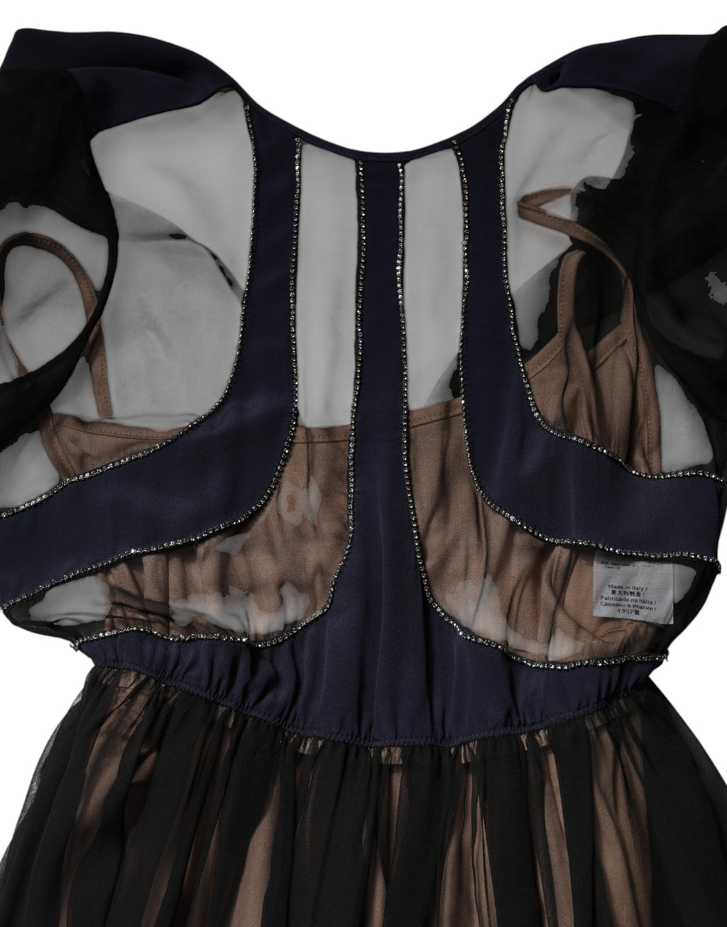 Blue Long Sleeves Sheer Silk Sheath A-line Midi Dress