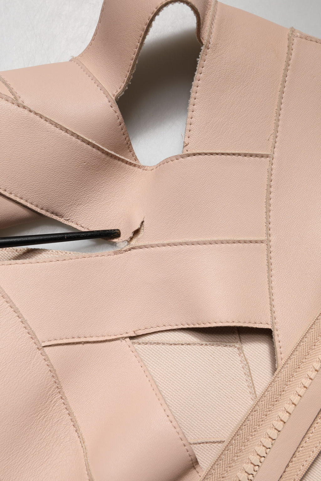 Beige Leather Short Sleeves Sheath Mini Dress