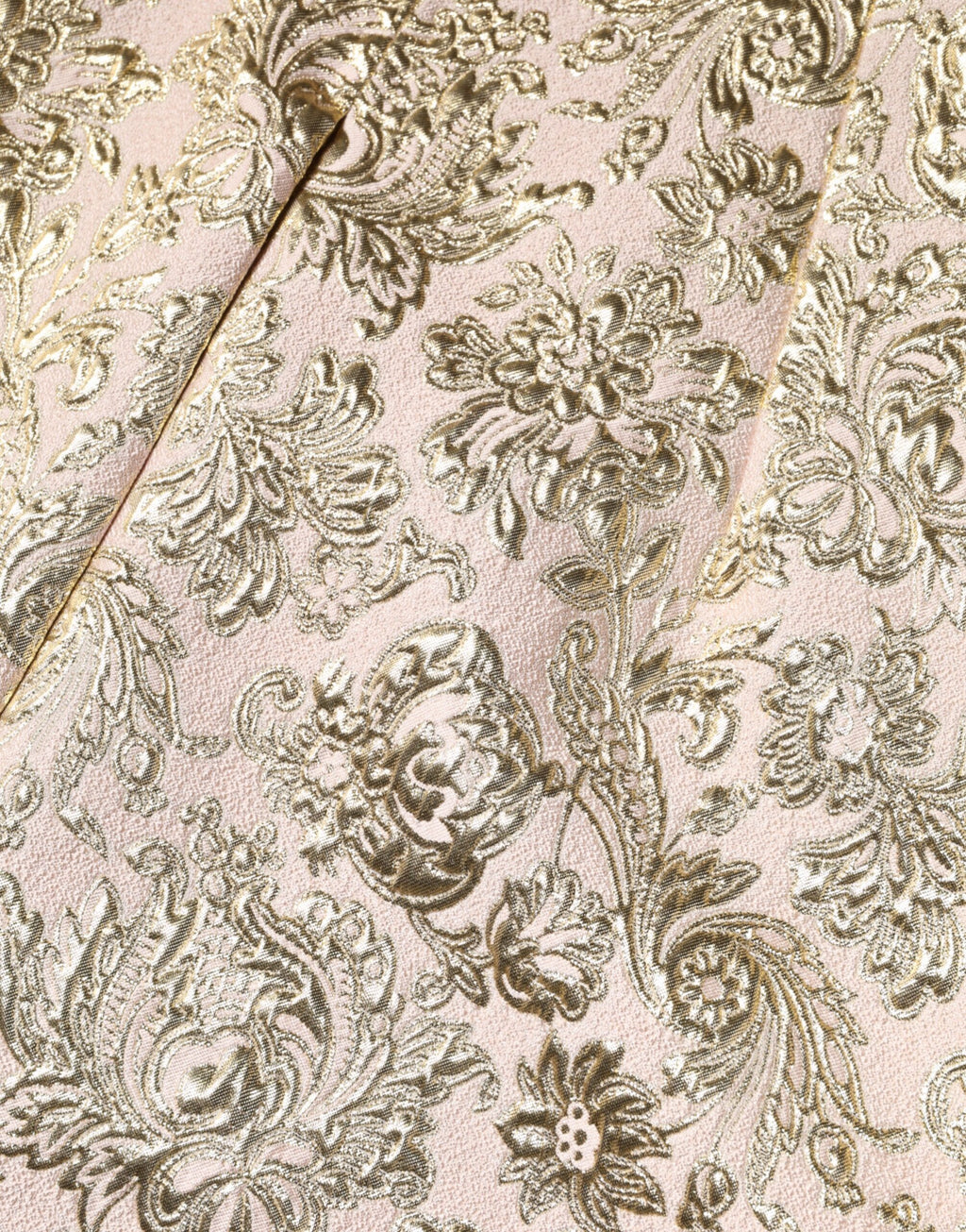 Beige Gold Floral Brocade Sleeveless Dress