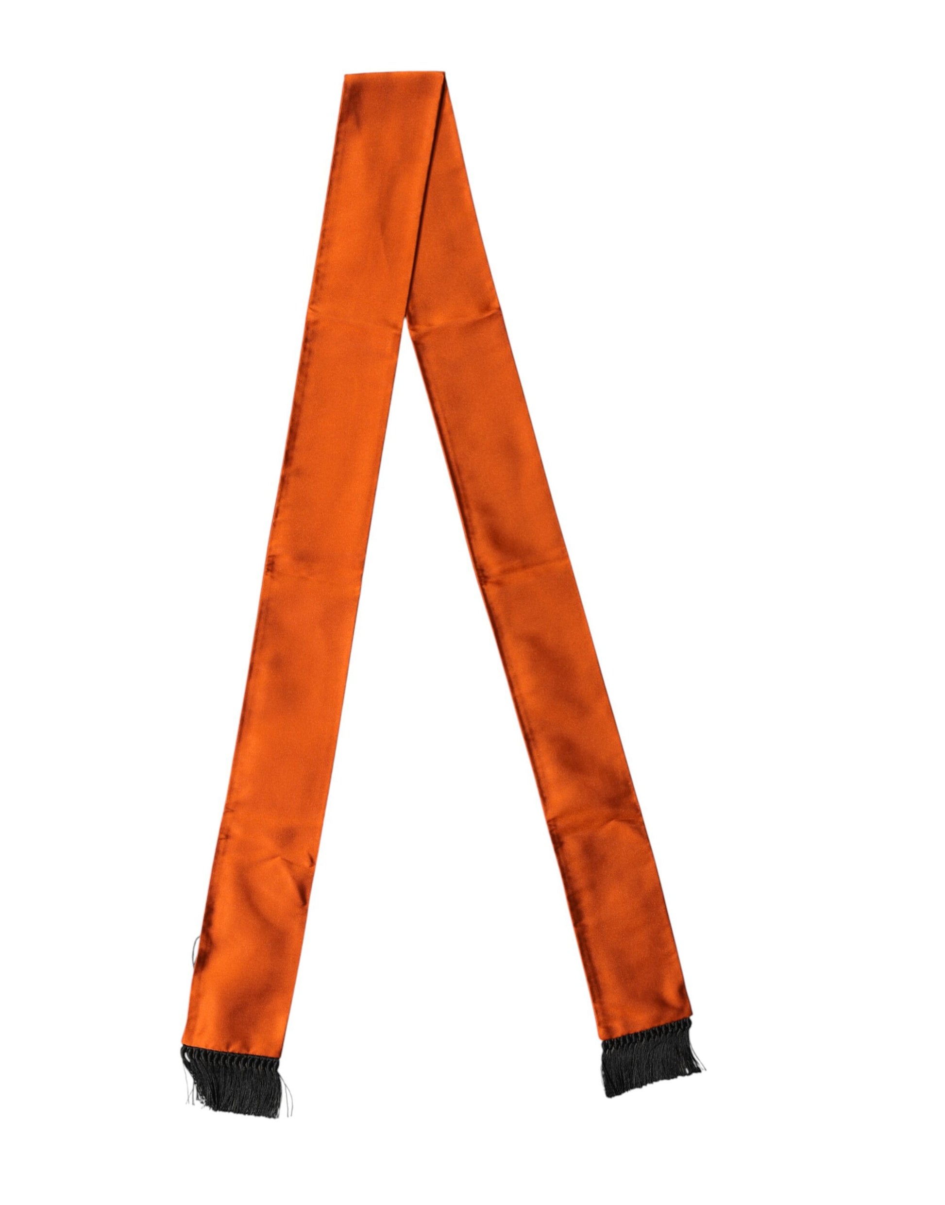 Orange Silk Fringes Neck Wrap Foulard Scarf