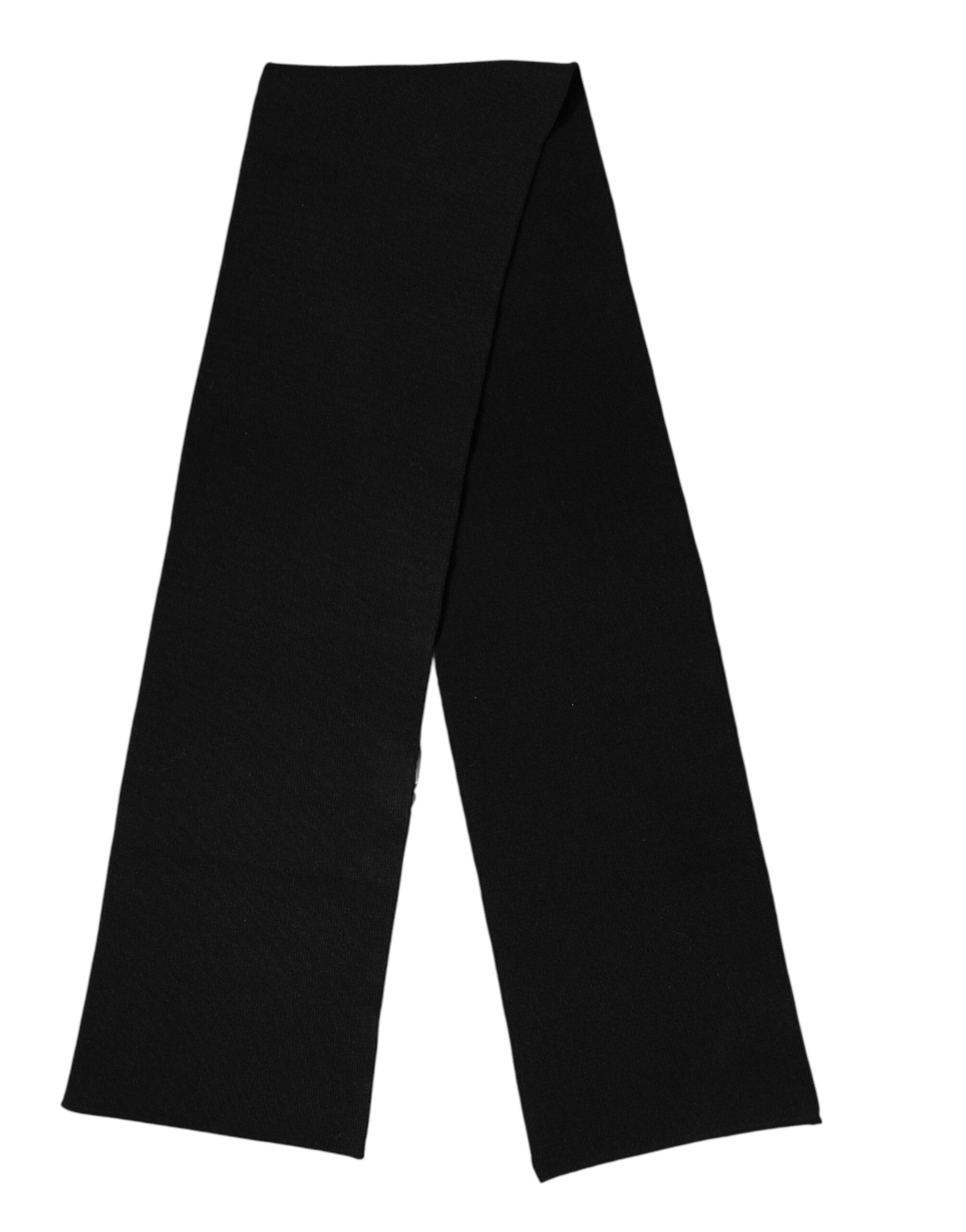 Black Wool Knitted Neck Wrap Foulard  Scarf