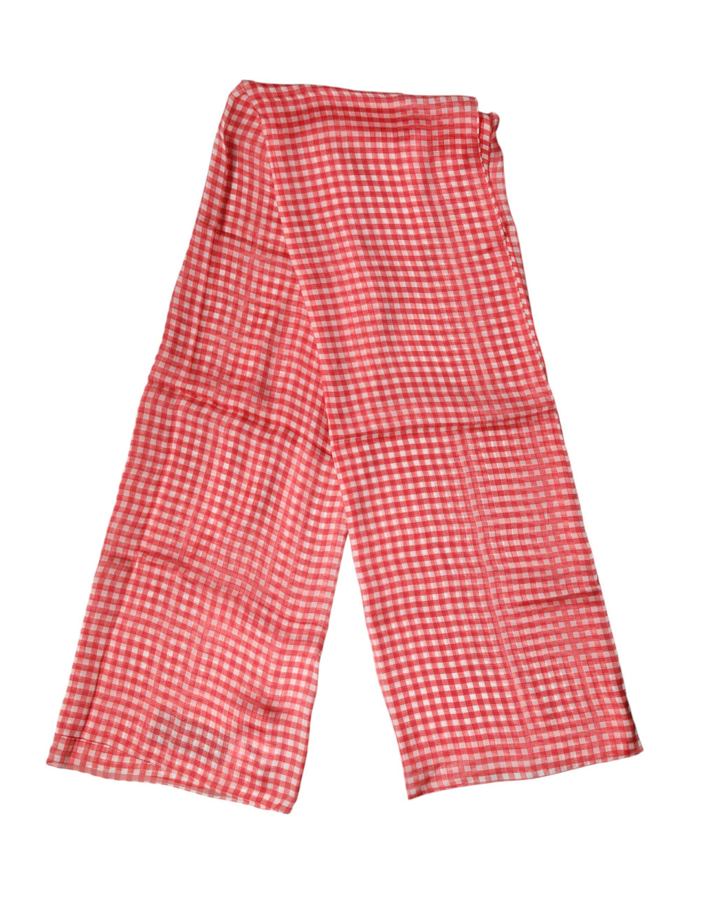 Red Checkered Silk Neck Wrap Shawl Scarf