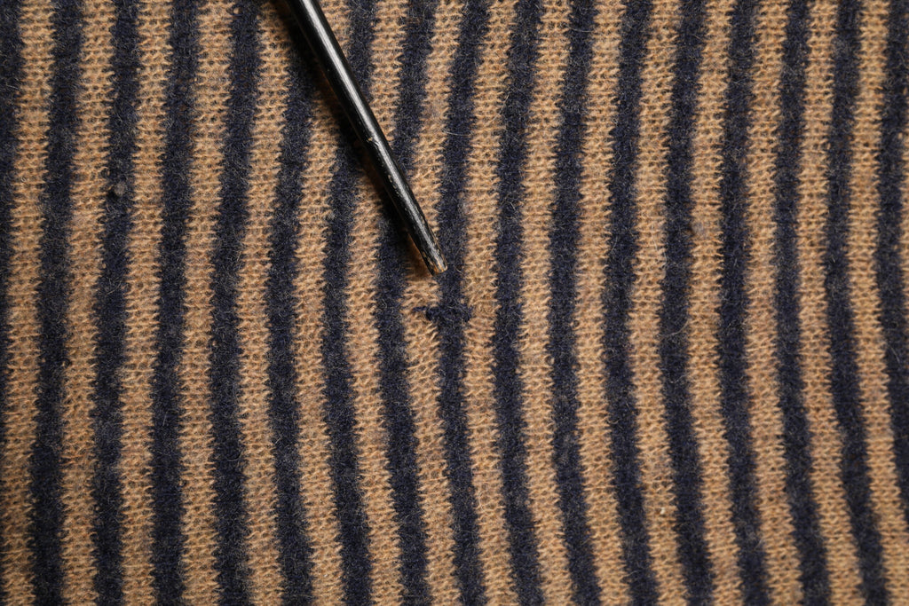 Brown Black Stripes Wool Crew Neck Pullover Sweater