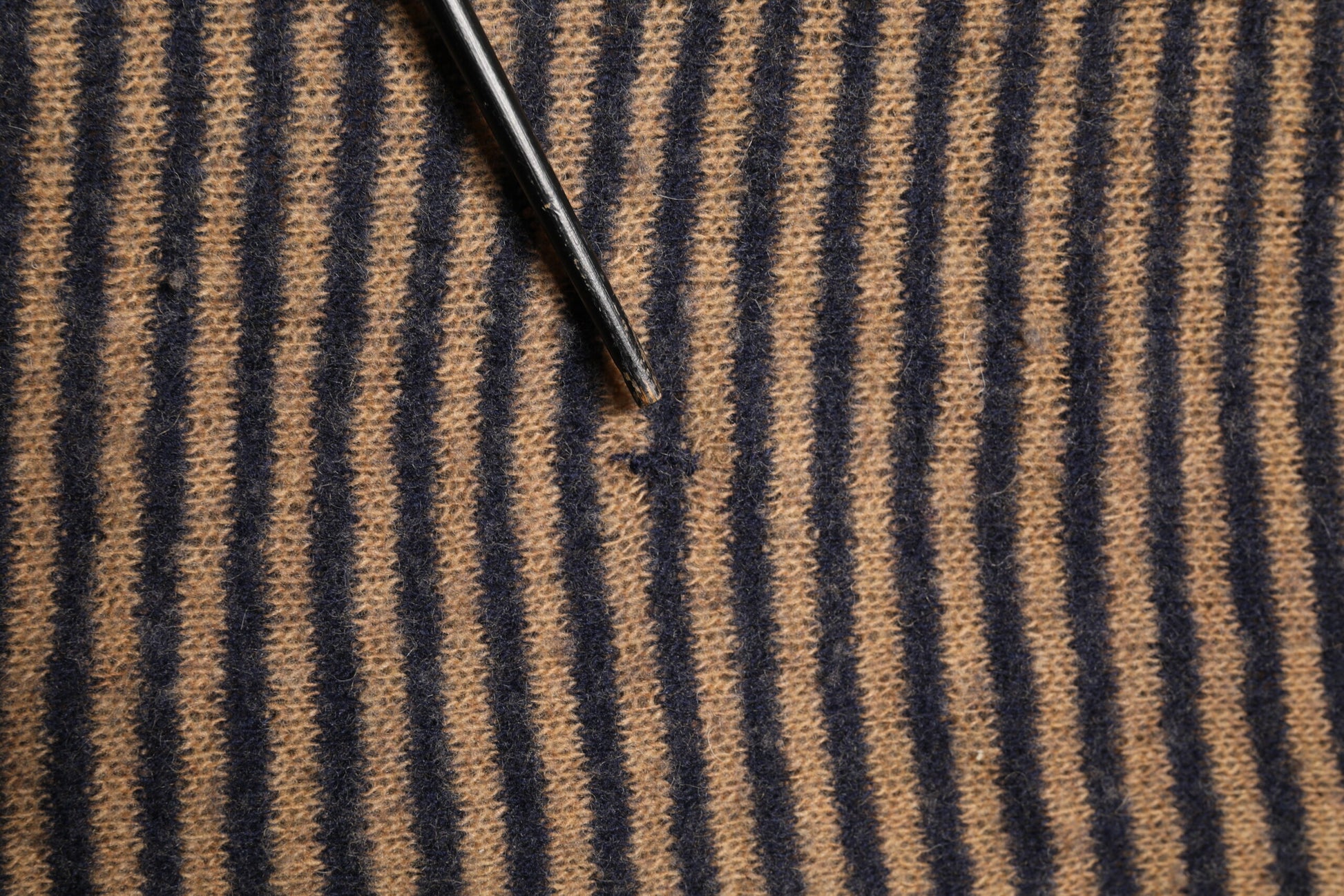 Brown Black Stripes Wool Crew Neck Pullover Sweater