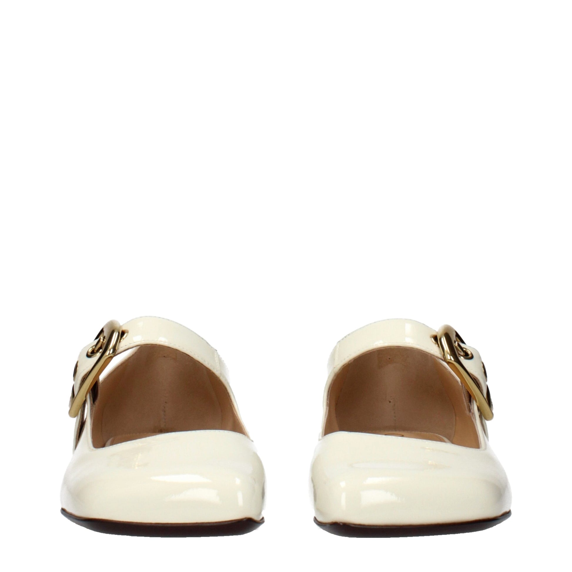 Beige Leather Ballet Flats