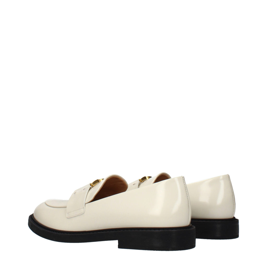 Beige Leather Slip-On Loafers