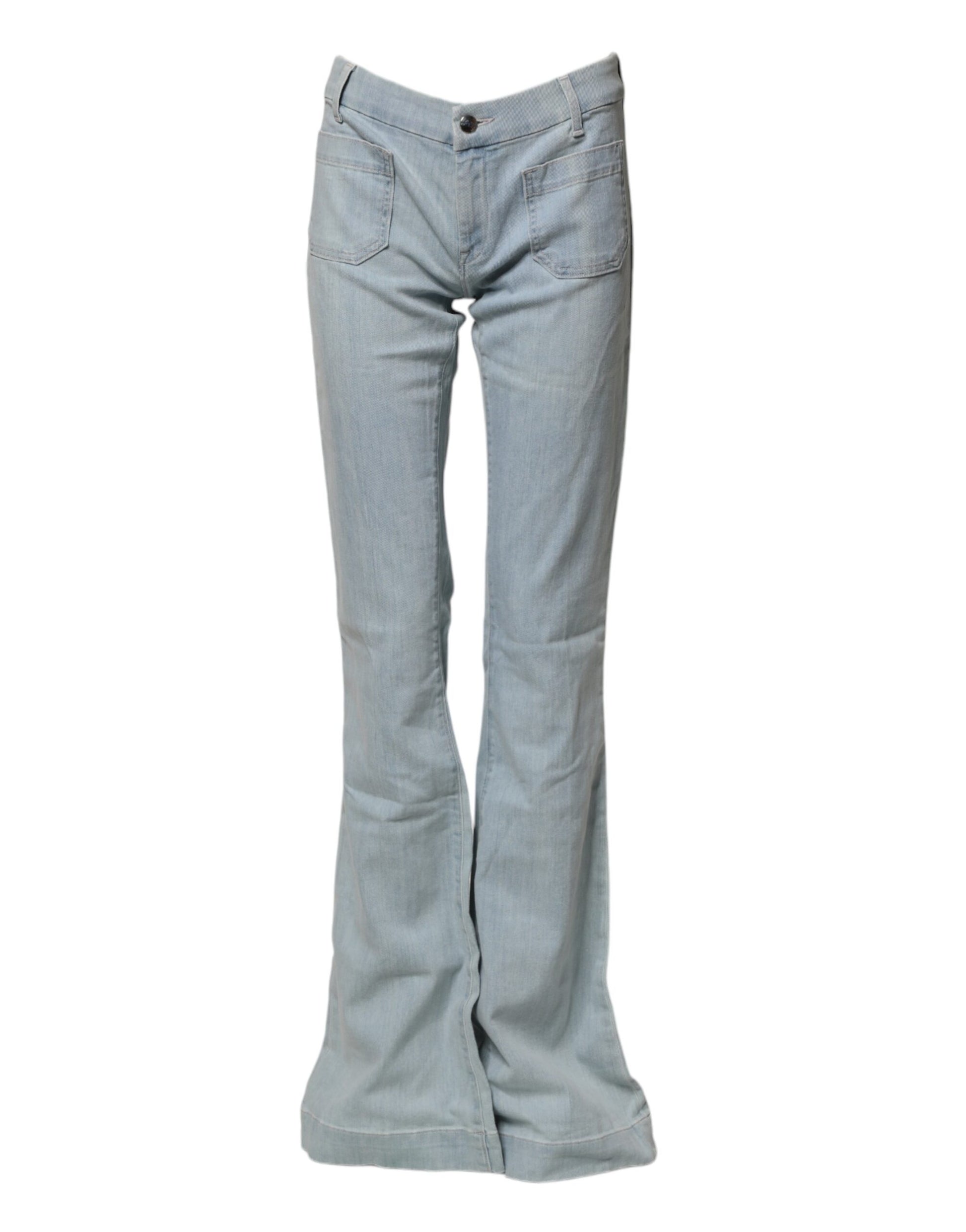 Light Blue Boot Cut Mid Waist Denim Casual Jeans